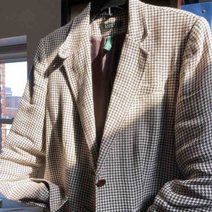 Ralph Lauren Linen Hounds Tooth Jacket Tan Brown